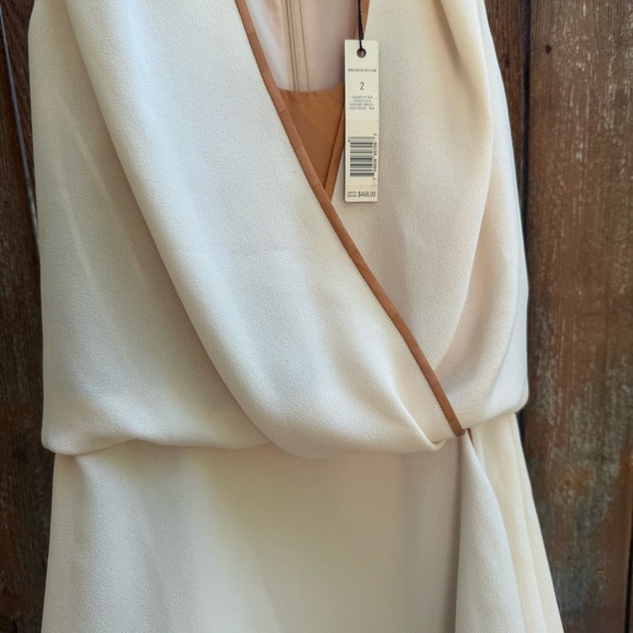 RACHEL Rachel Roy Cream Gold Ruffle Mini Sheath Dress Size 2 NWT Flawed - Picture 6 of 12